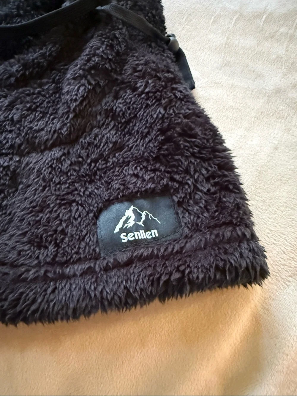 Senllen Black Fleece Hood Balaclava Neck Warmer
